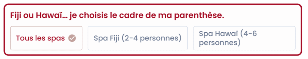 Capture d'écran du choix de la catégorie pour la réservation